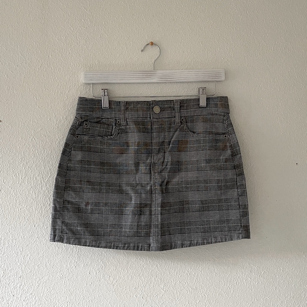 American Eagle Hi-Rise Mini Skirt 90's Plaid Gray